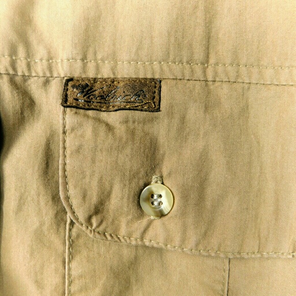 Woolrich Short Sleeve Safari Shirt Button Tan XL - Picture 4 of 5